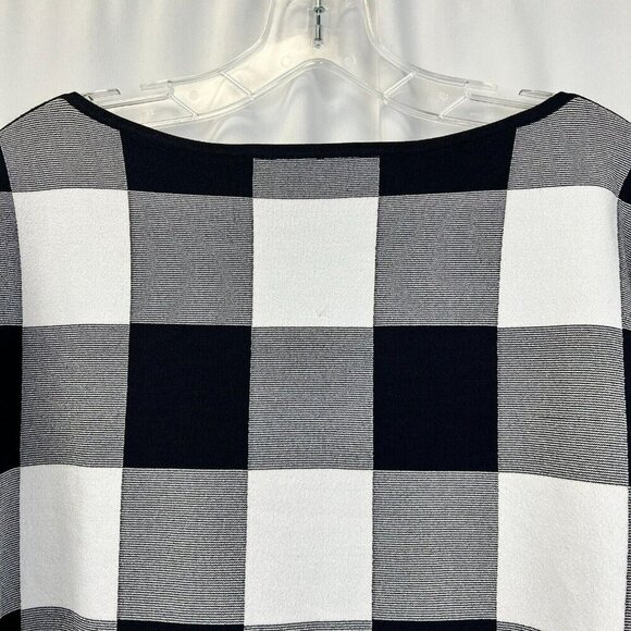 Nordstrom Collection Womens Navy White Check 3/4 Sleeve Pullover Sweater Size S - Picture 7 of 9